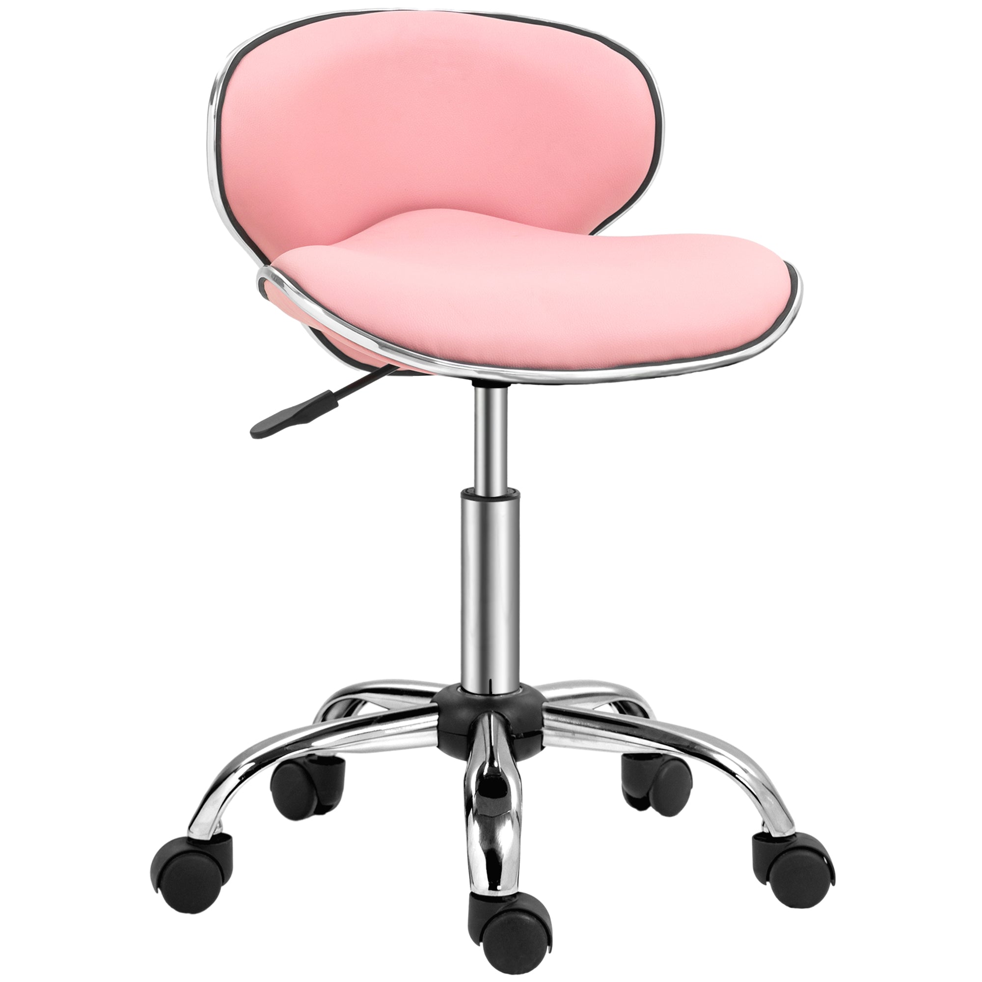 Rolling Swivel Beauty Salon Chair - Pink HOMCOM