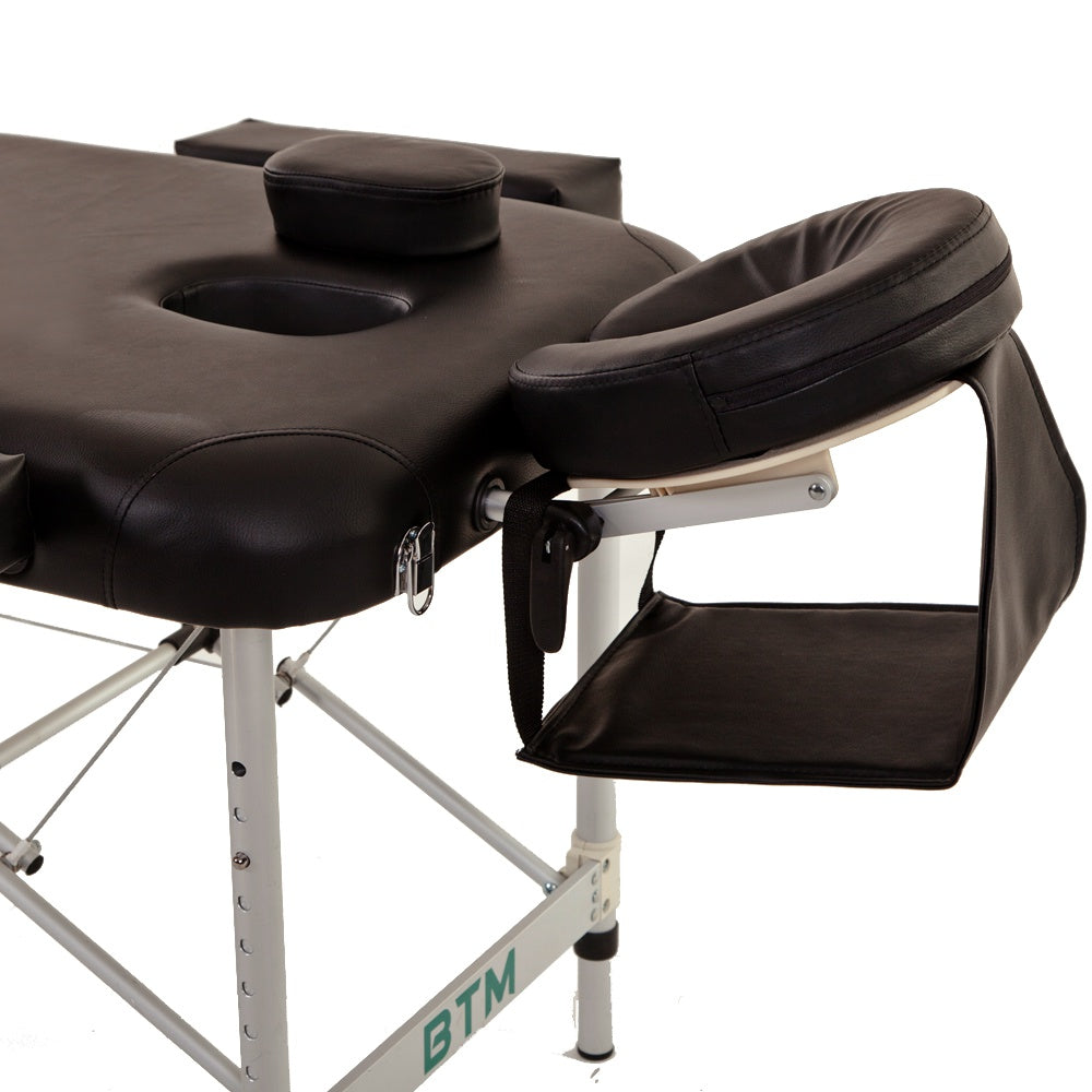 Portable Aluminium Massage Table with Lifting Backrest and Carrying Bag - Black Titbit