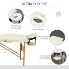 Portable Massage Table / Bed with Wooden Frame - Cream HOMCOM