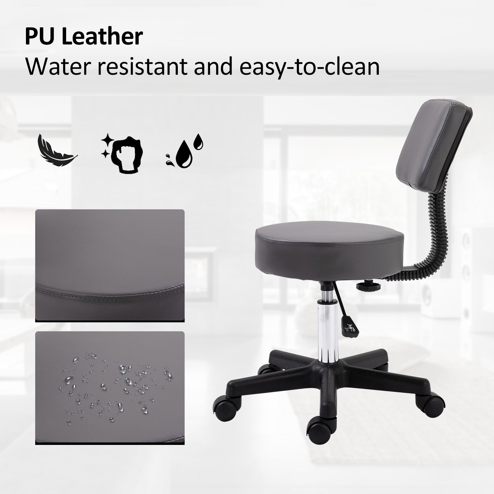 Beautician's Swivel Salon Chair - Grey HOMCOM