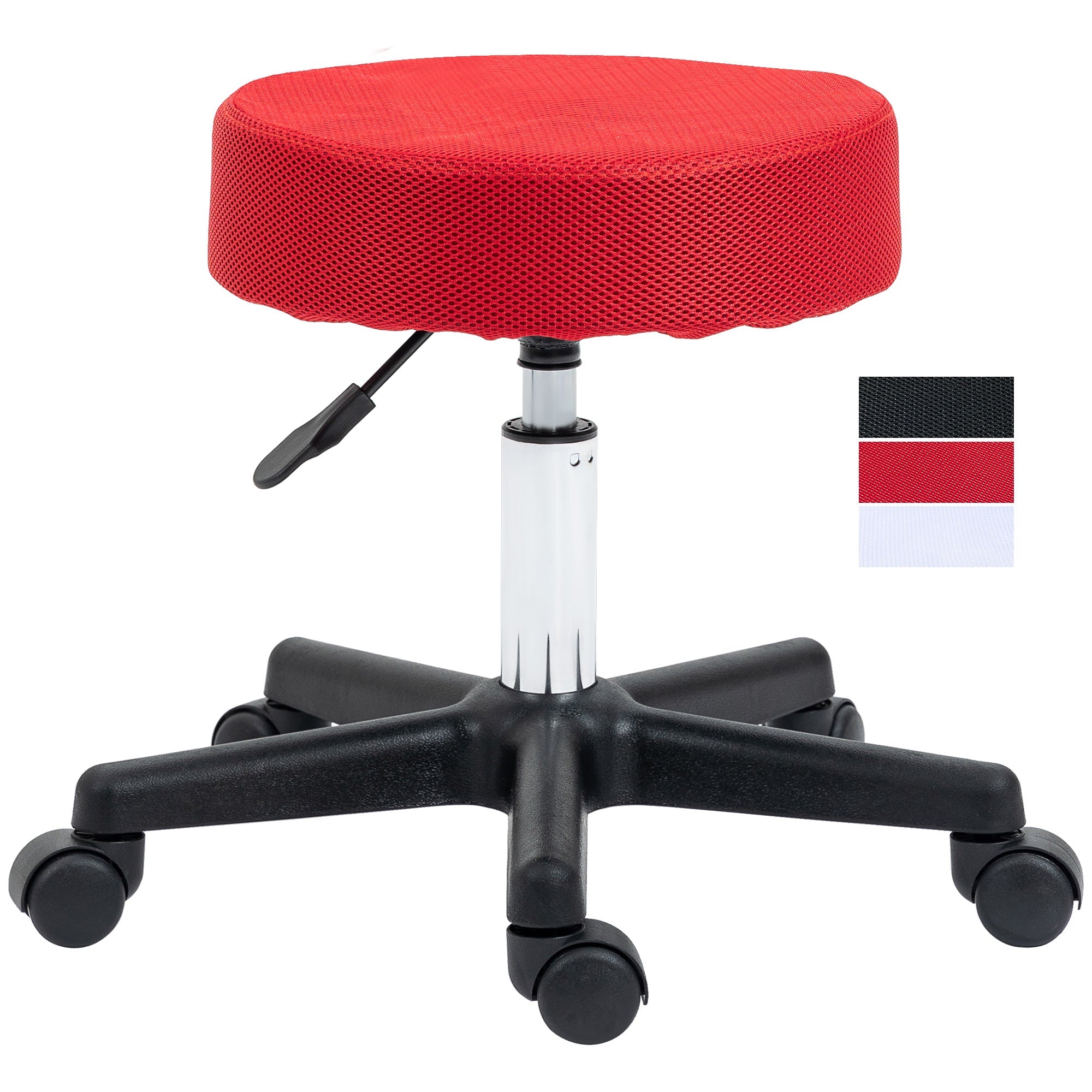 Hydraulic Swivel Salon Spa Stool with 3 Changeable Seat Covers - Black / Red / Mesh HOMCOM
