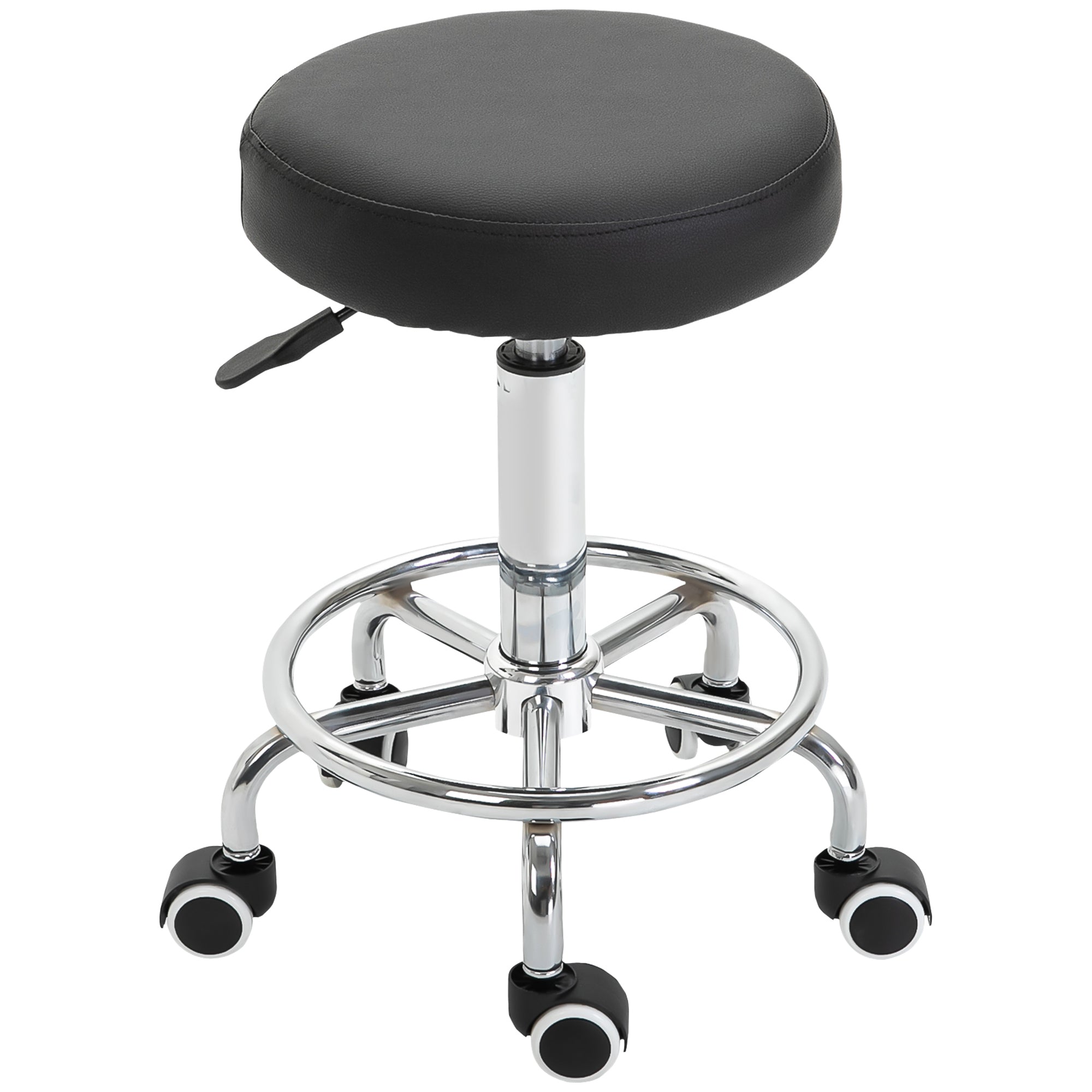 Round Rolling Stool for Salon, Massage, Spa, Home - Black Vinsetto