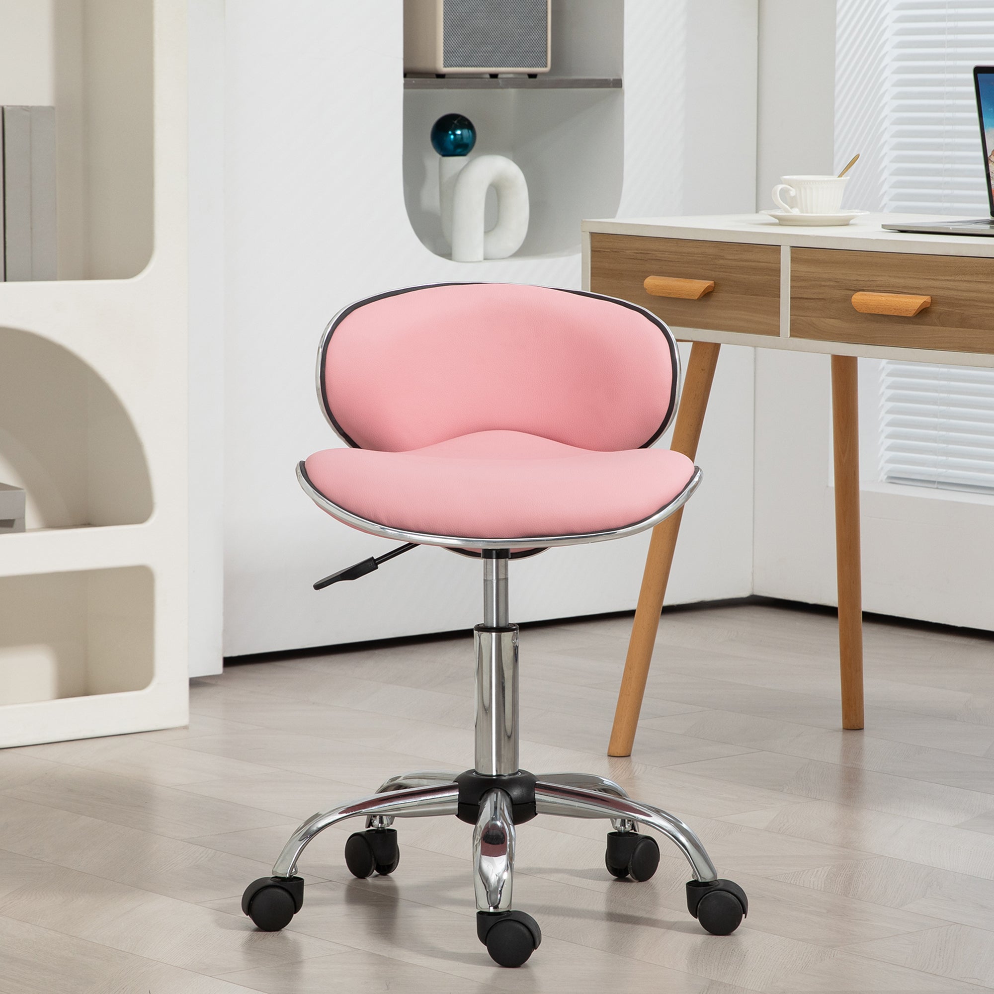 Rolling Swivel Beauty Salon Chair - Pink HOMCOM