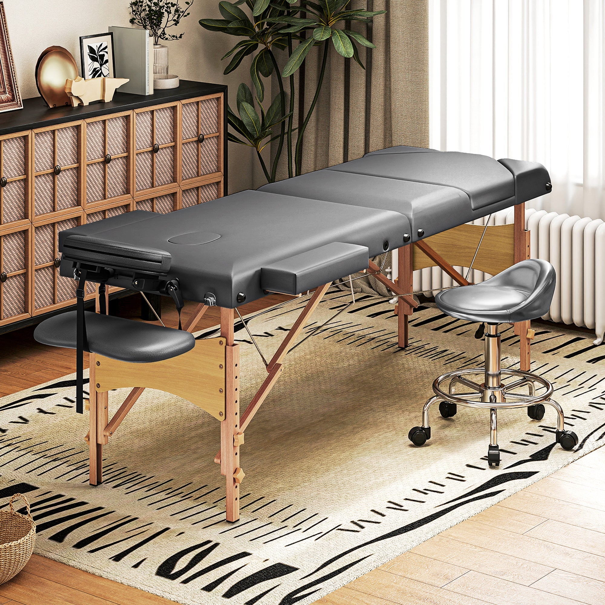 Portable Folding Massage Table - Grey HOMCOM