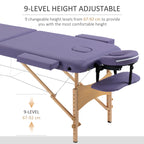 Folding Portable Massage Table / Bed with Wooden Frame - Purple HOMCOM