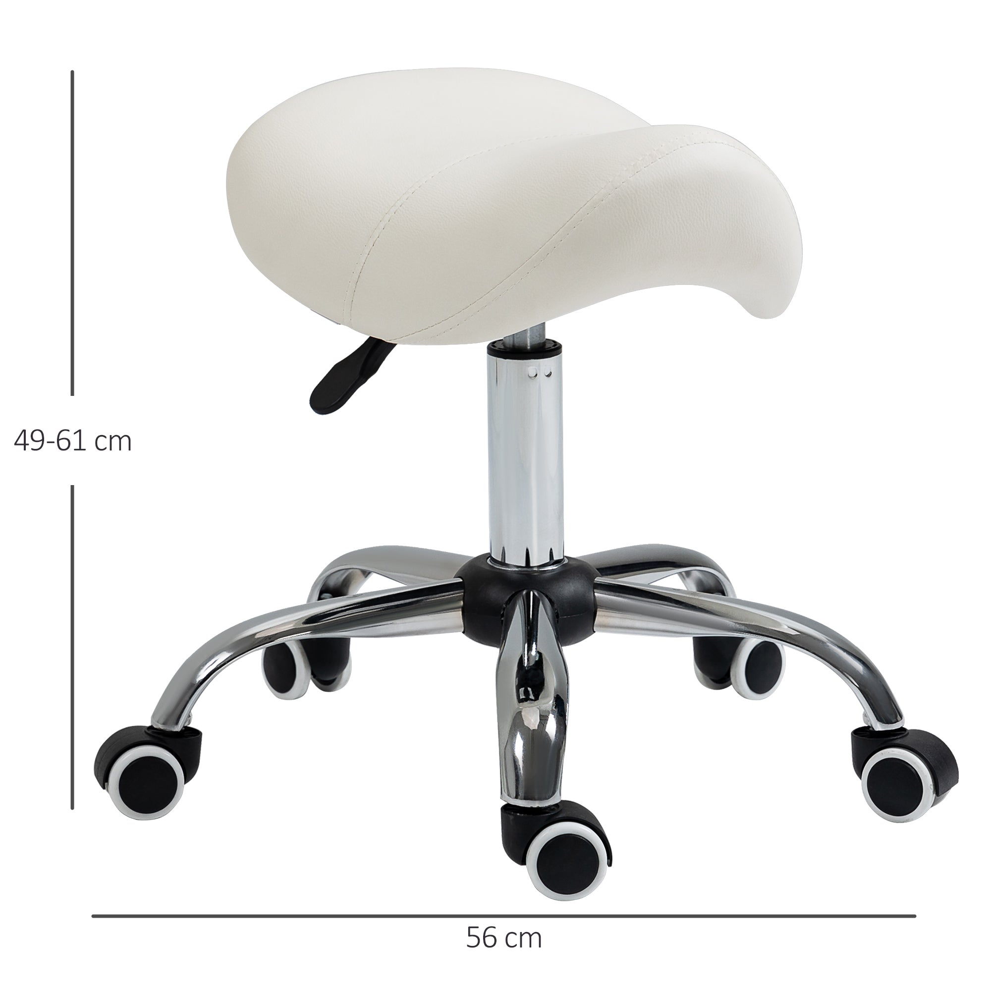 Cosmetic Saddle Stool with 360° Rotate - White HOMCOM
