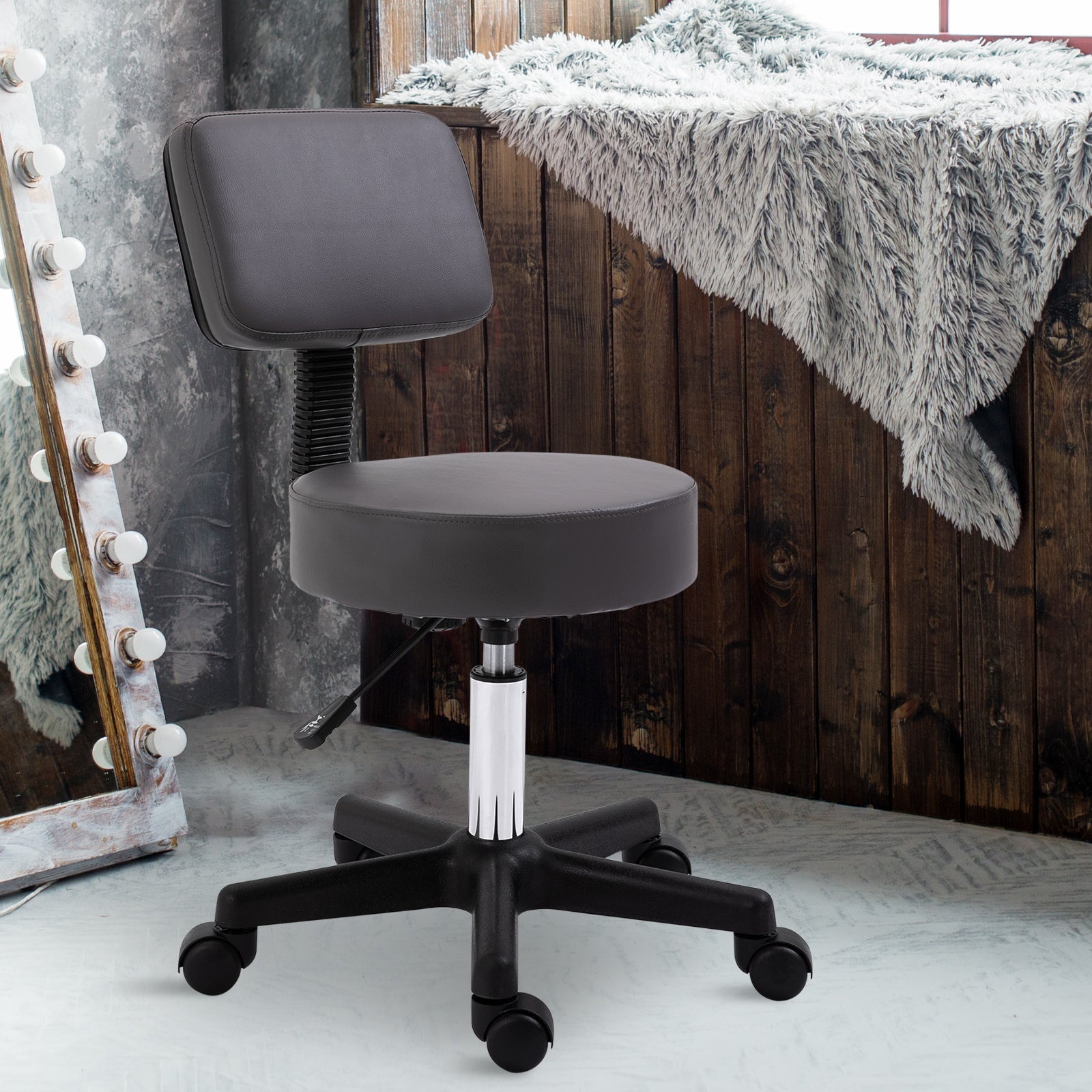 Beautician's Swivel Salon Chair - Grey HOMCOM