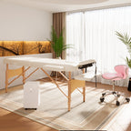 Portable Massage Table / Bed with Wooden Frame - Cream HOMCOM