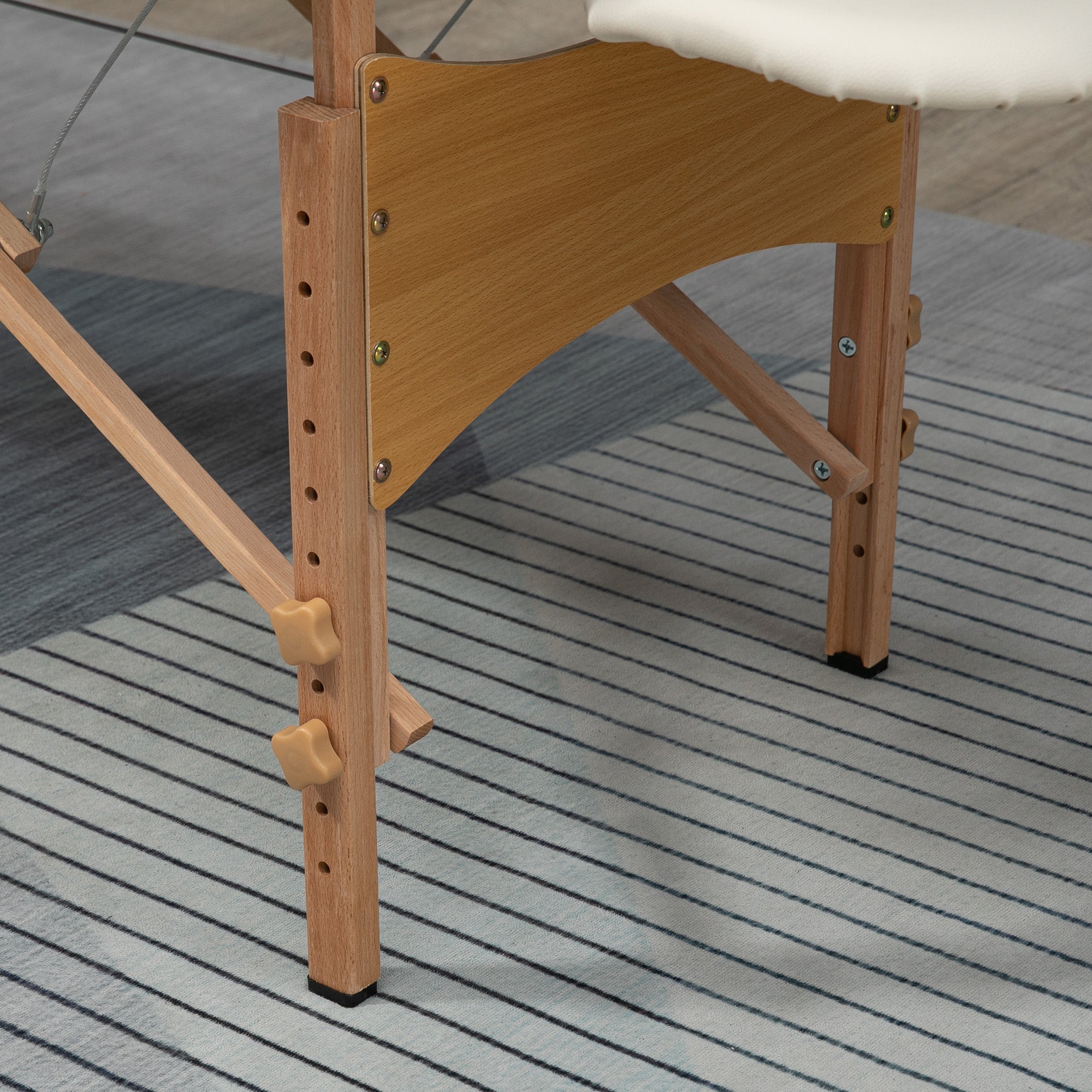Portable Massage Table / Bed with Wooden Frame - Cream HOMCOM