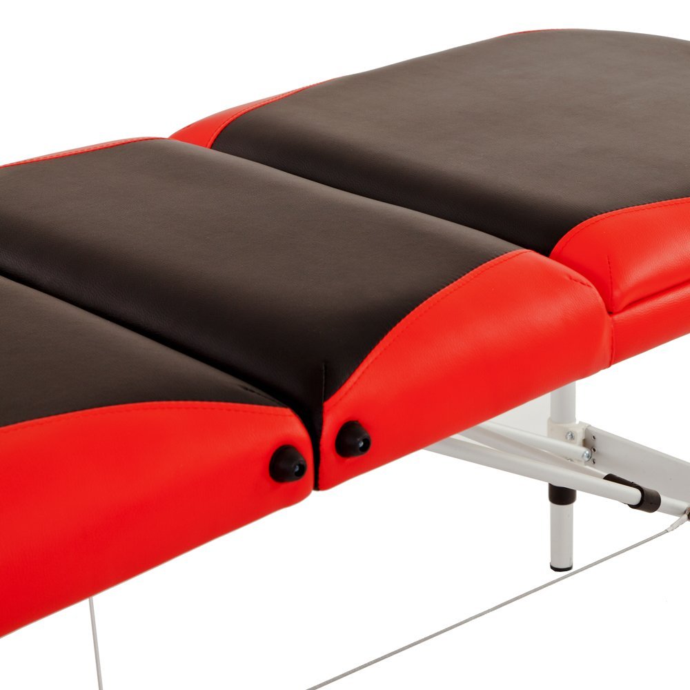 Portable Aluminium Massage Table with Lifting Backrest and Carrying Bag - Black and Red Titbit