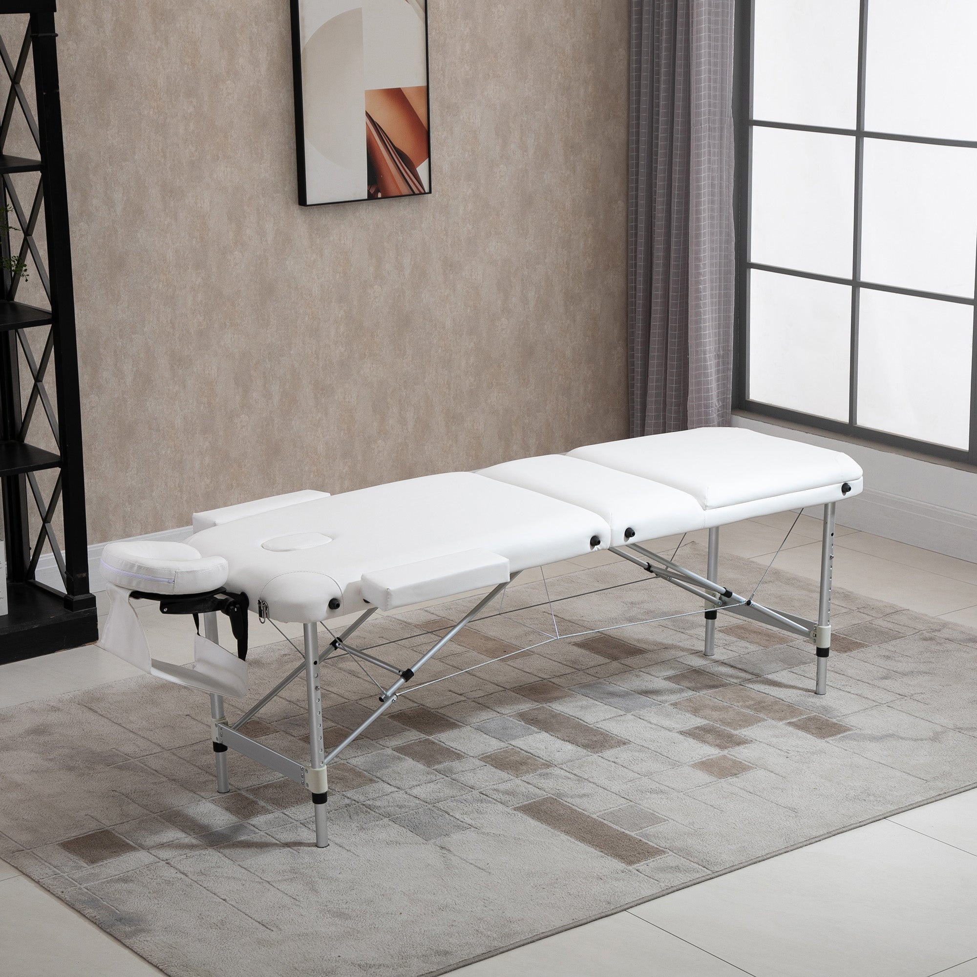 Portable Foldable Massage Table / Bed with Lifting Backrest and Carry Bag - 81 cm Width - White HOMCOM