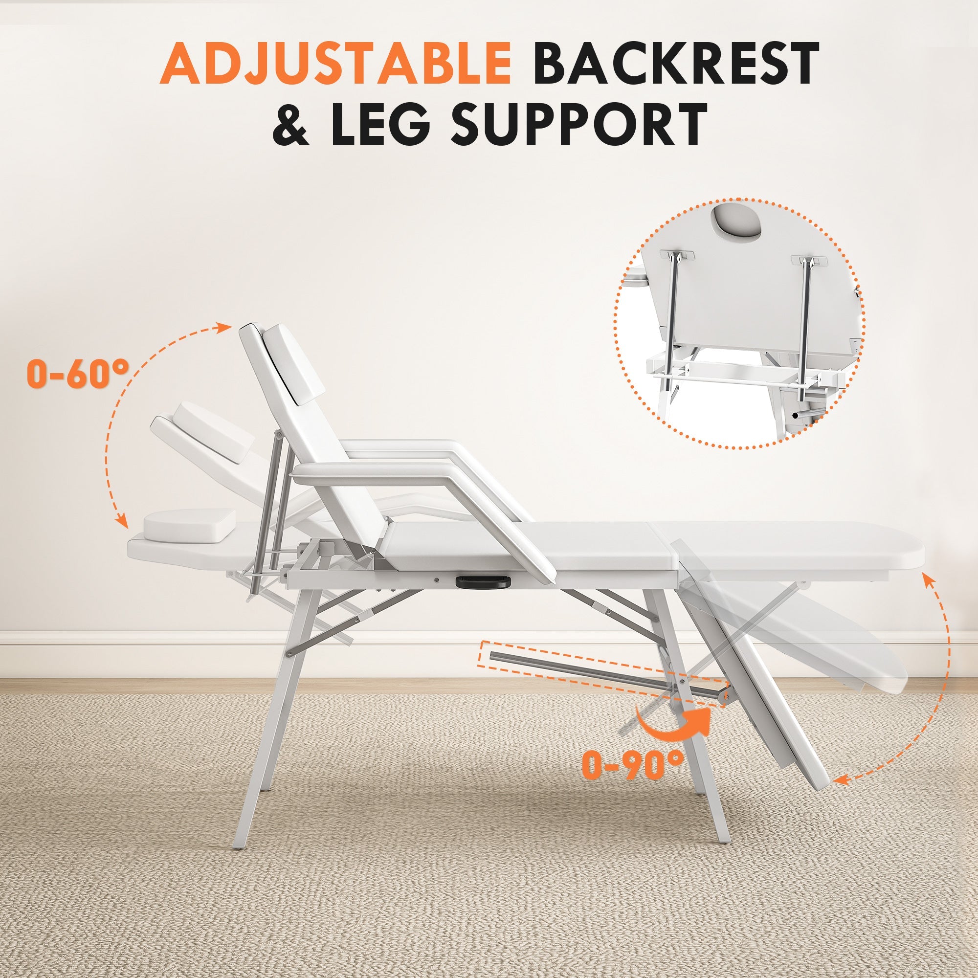 Portable Massage Table or Beauty Chair - White HOMCOM