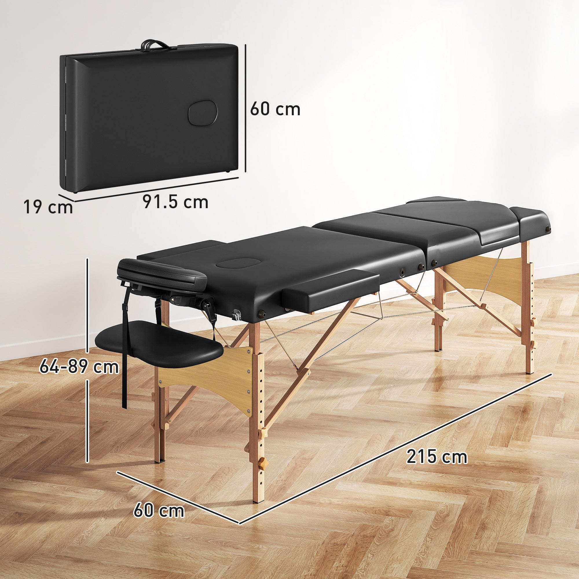 Portable Folding Massage Table - Black HOMCOM