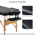 Folding Portable Massage Table / Bed with Wooden Frame - Black HOMCOM