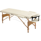 Portable Massage Table / Bed with Wooden Frame - Cream HOMCOM