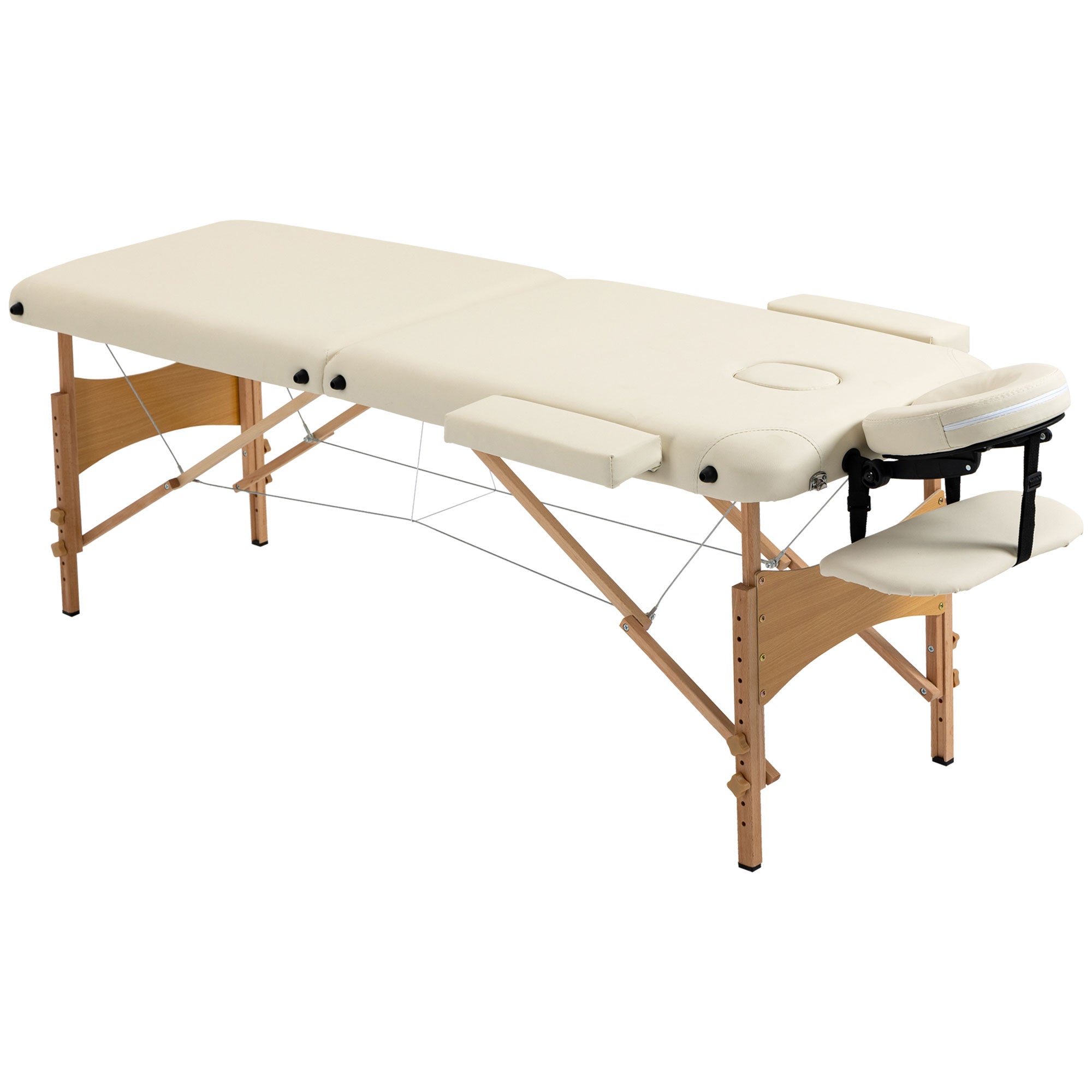Portable Massage Table / Bed with Wooden Frame - Cream HOMCOM