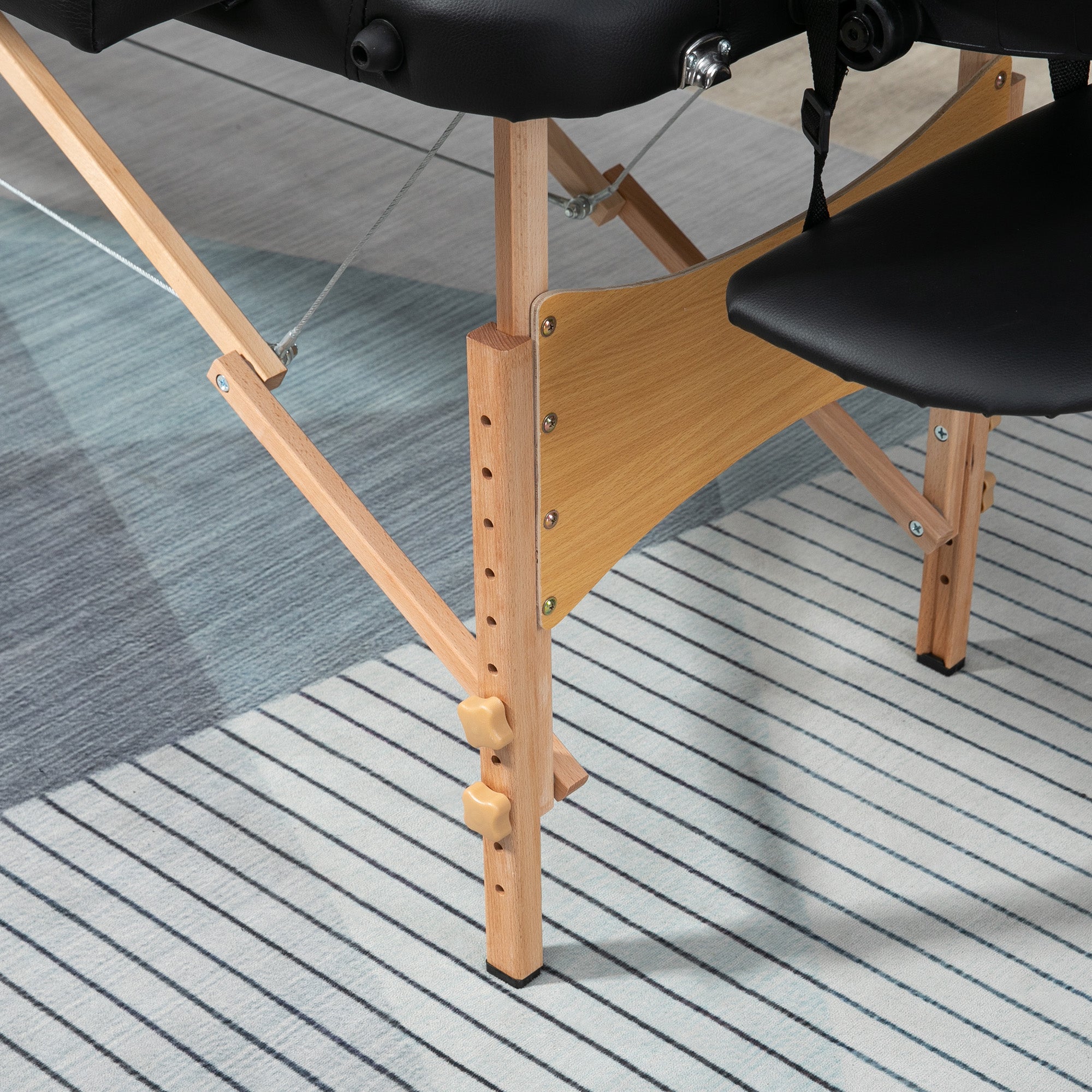 Folding Portable Massage Table / Bed with Wooden Frame - Black HOMCOM