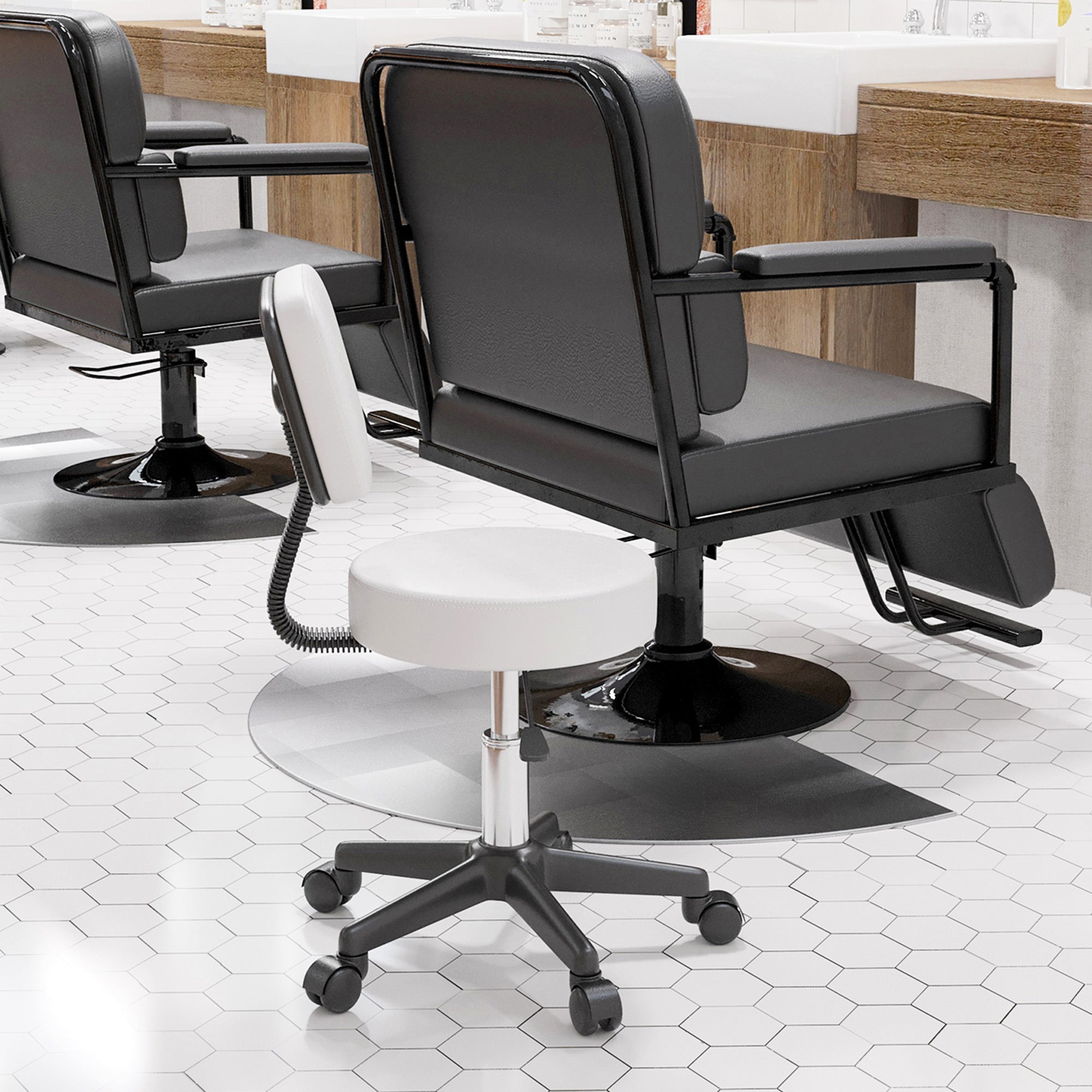 Beautician's Swivel Salon Chair - White HOMCOM