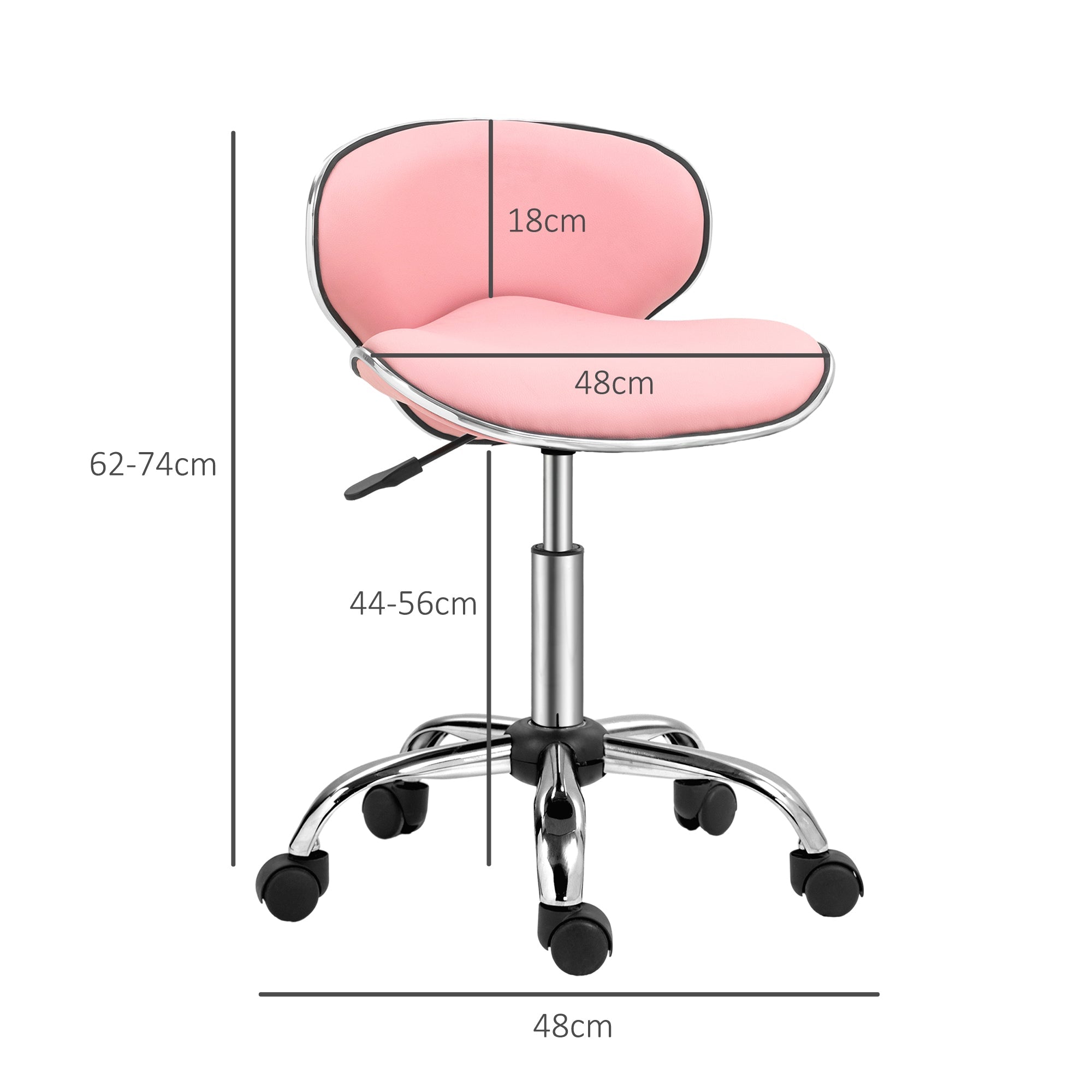 Rolling Swivel Beauty Salon Chair - Pink HOMCOM