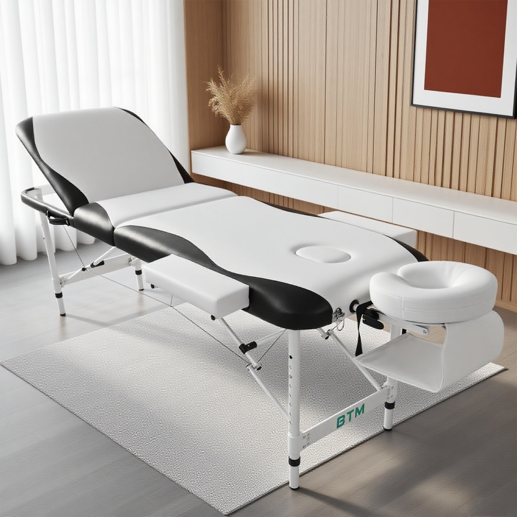 Portable Aluminium Massage Table with Lifting Backrest and Carrying Bag - White Titbit