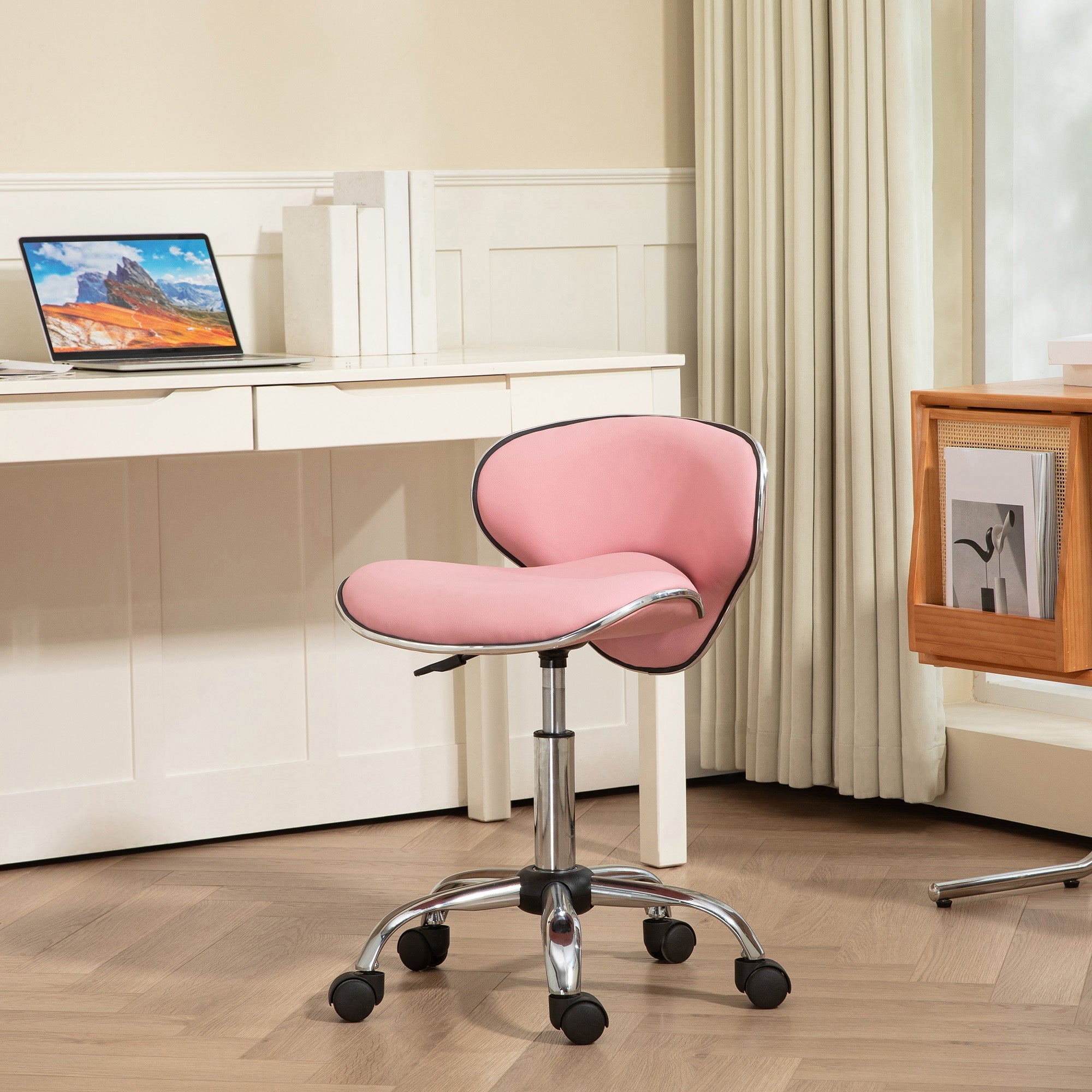 Rolling Swivel Beauty Salon Chair - Pink HOMCOM