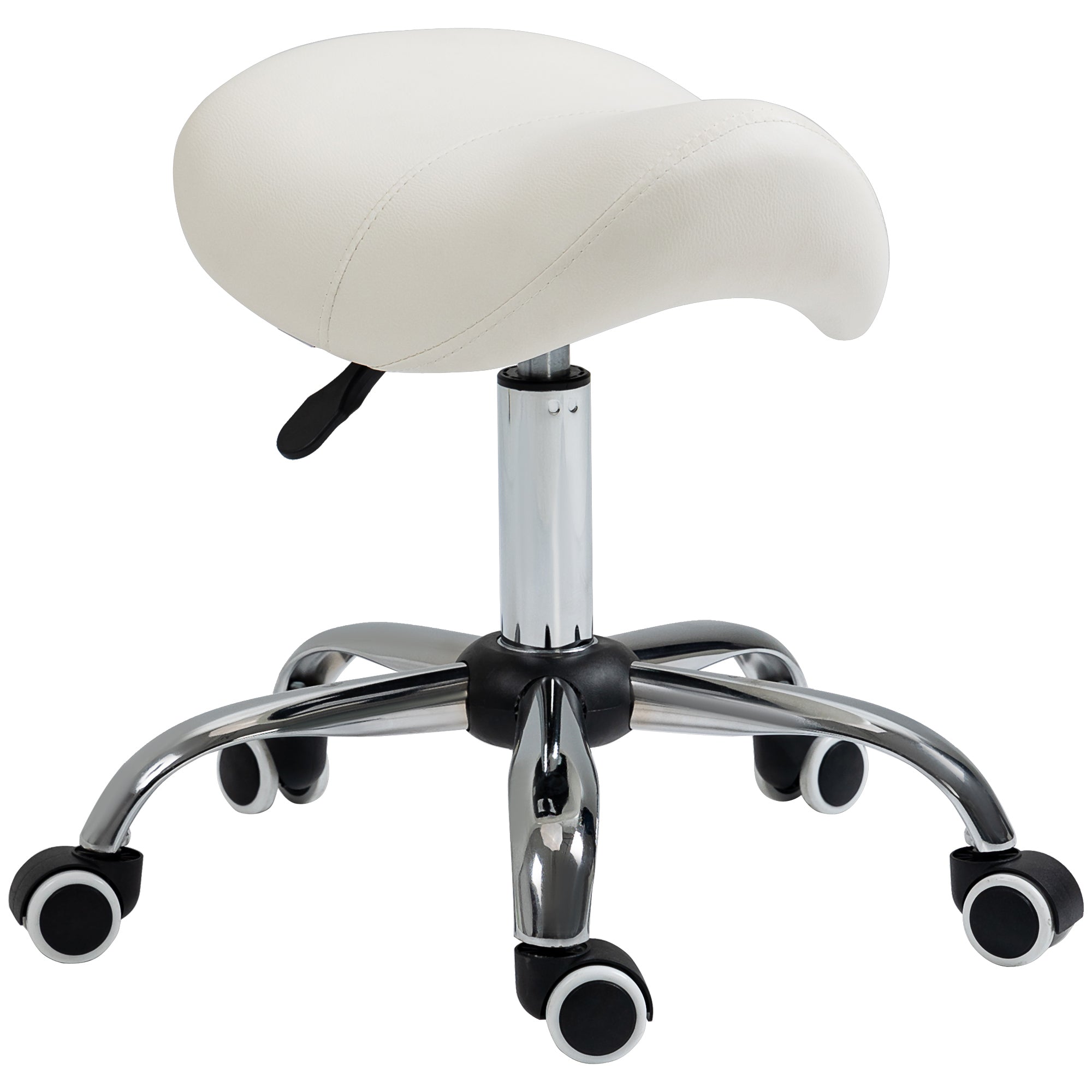 Cosmetic Saddle Stool with 360° Rotate - White HOMCOM