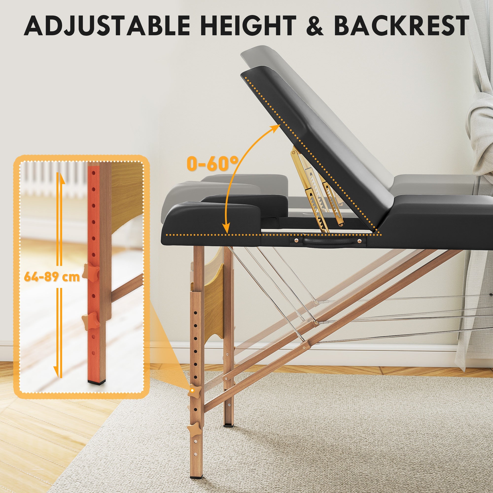 Portable Folding Massage Table - Black HOMCOM