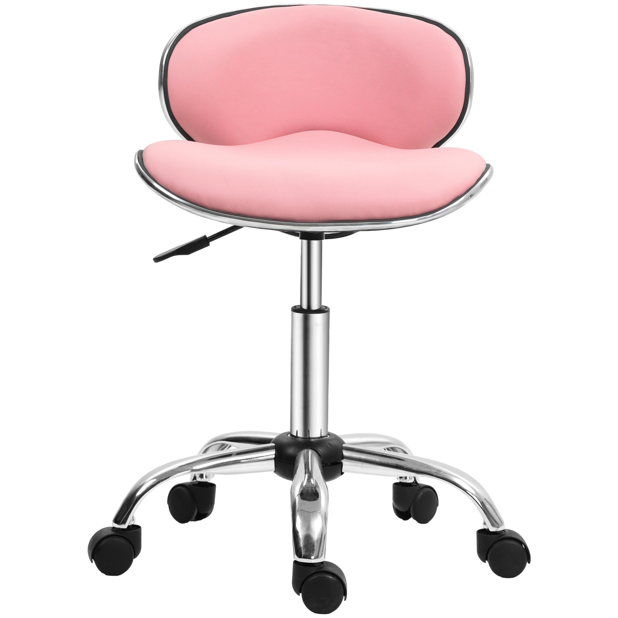 Rolling Swivel Beauty Salon Chair - Pink HOMCOM