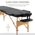 Folding Portable Massage Table / Bed with Wooden Frame - Black HOMCOM