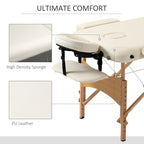 Portable Massage Table / Bed with Wooden Frame - Cream HOMCOM