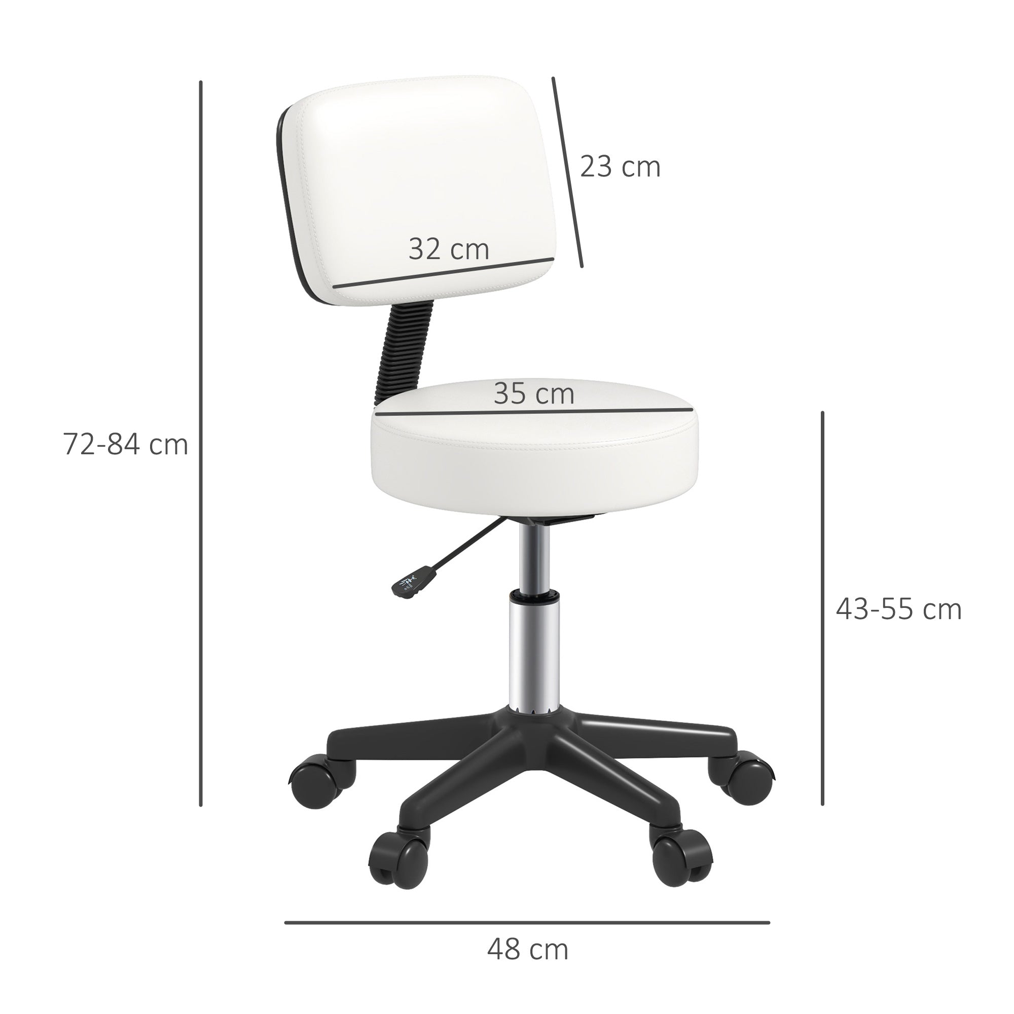 Beautician's Swivel Salon Chair - White HOMCOM