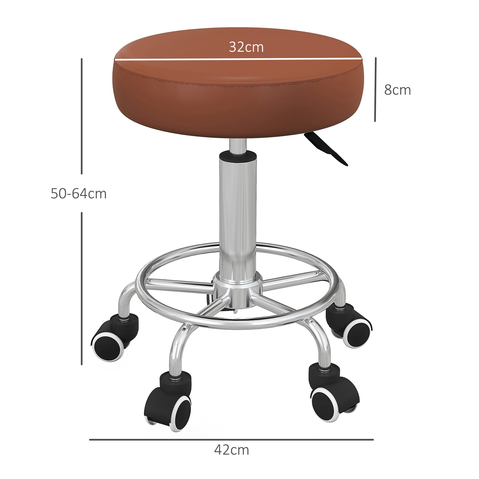 Rolling Stool for Salon, Massage, Spa - Brown / Tan Vinsetto
