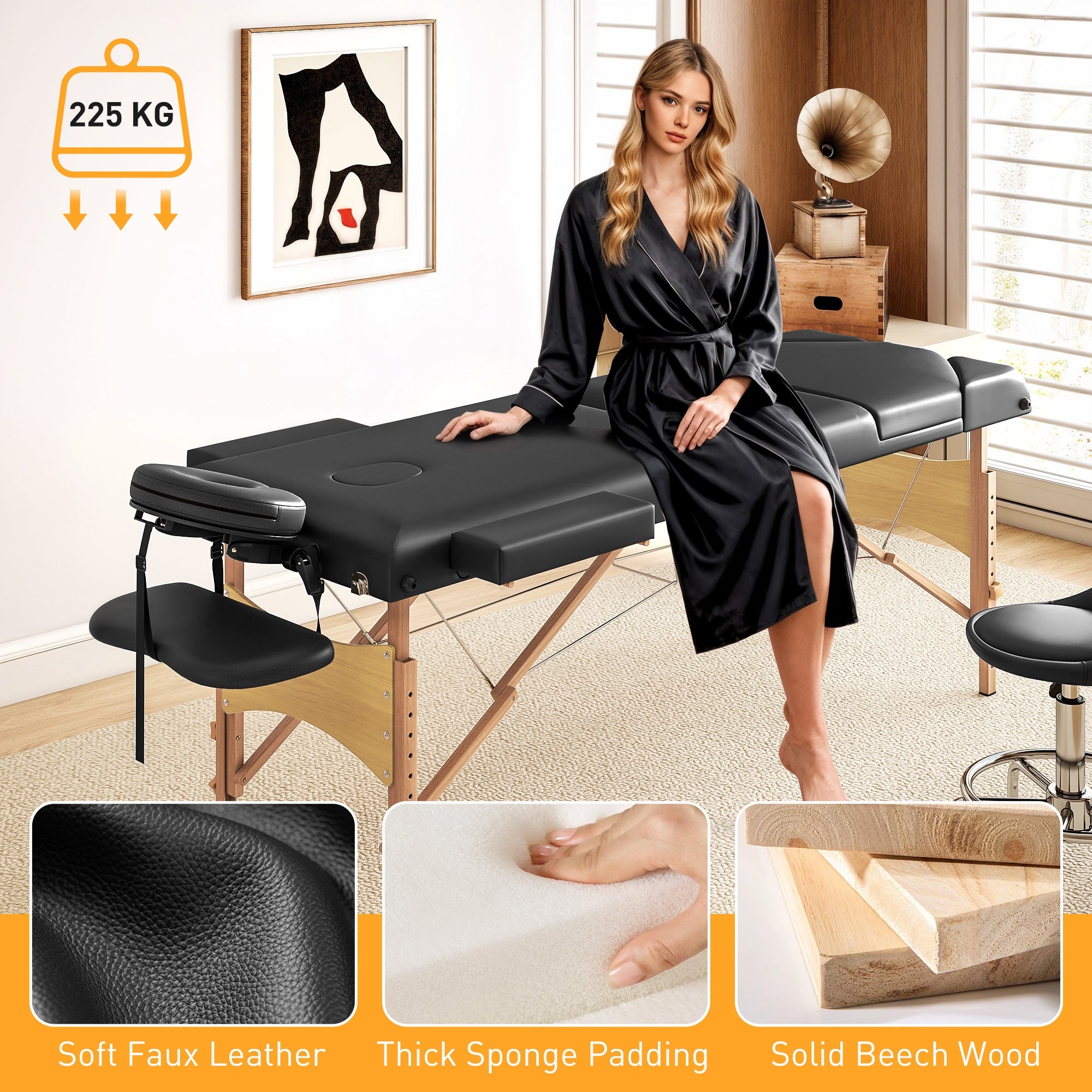 Portable Folding Massage Table - Black HOMCOM