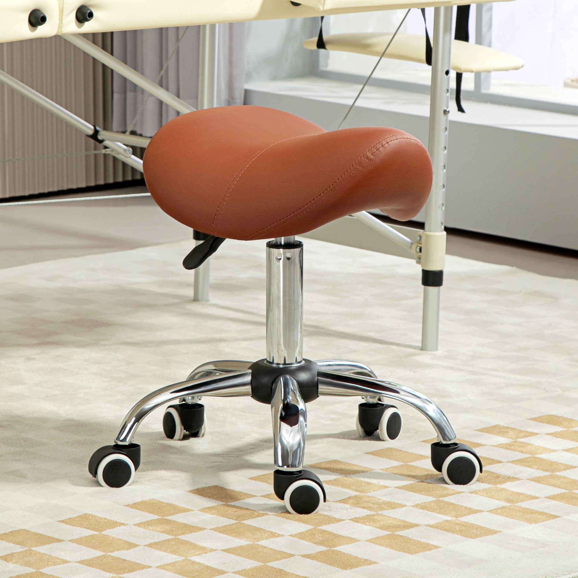Saddle Stool - Brown / Tab HOMCOM
