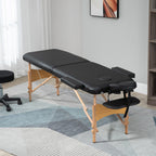 Folding Portable Massage Table / Bed with Wooden Frame - Black HOMCOM