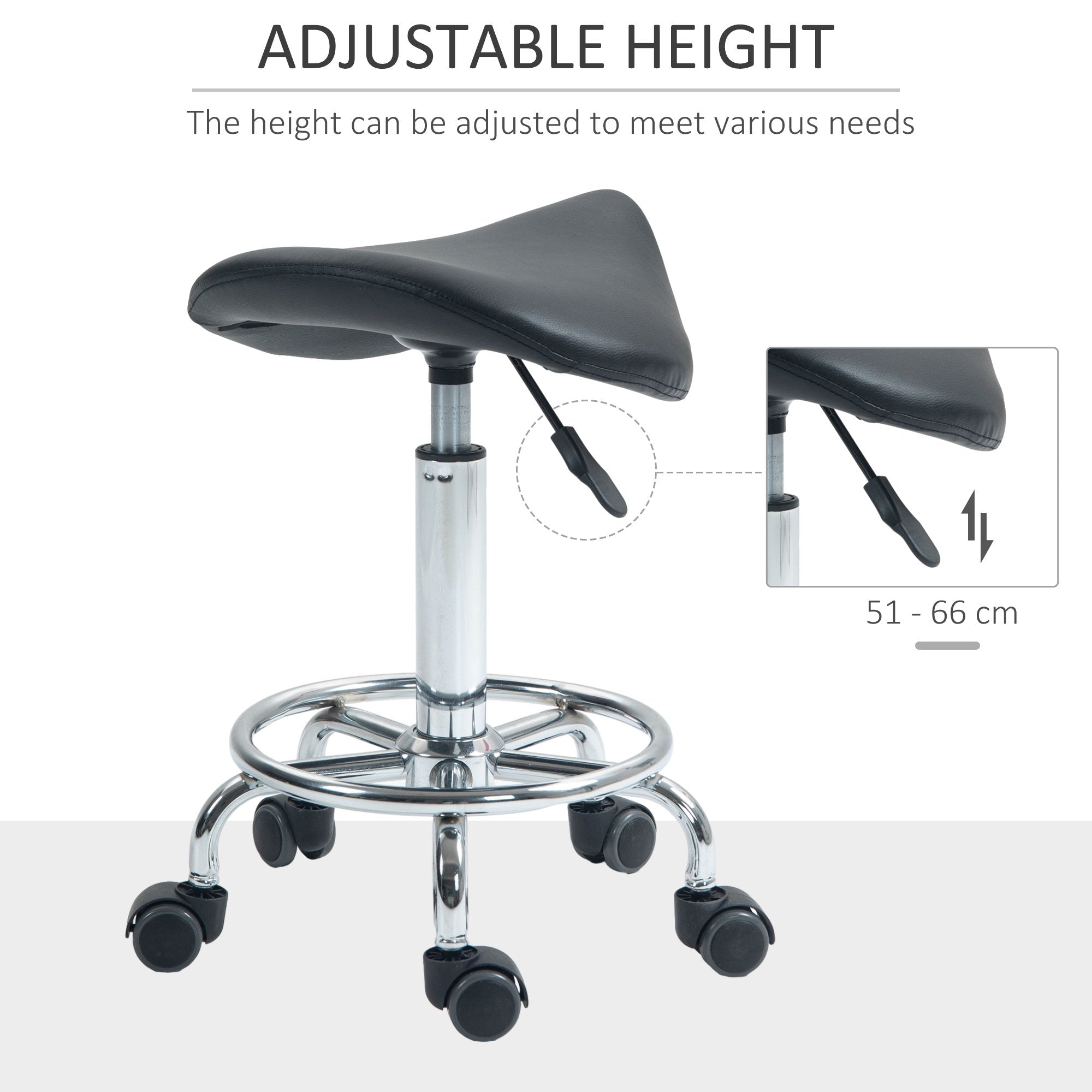 Salon Saddle Stool - Black HOMCOM