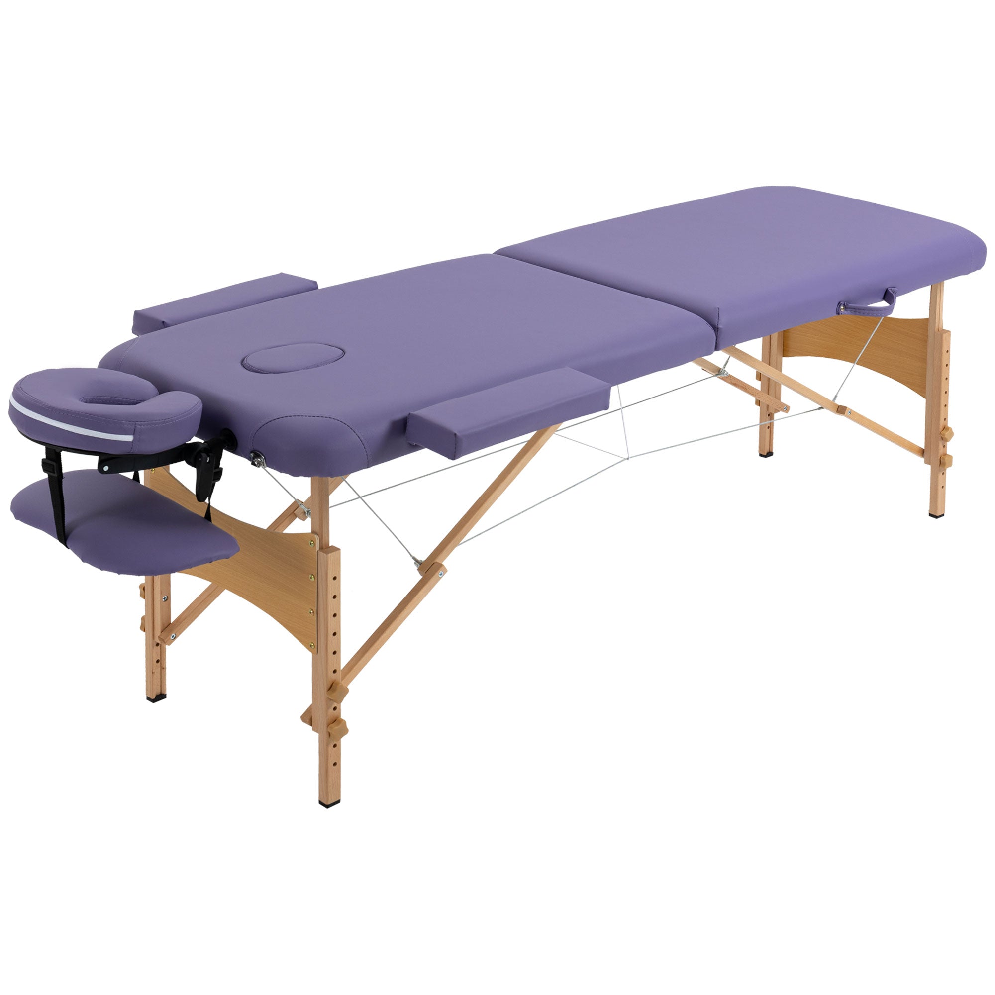 Folding Portable Massage Table / Bed with Wooden Frame - Purple HOMCOM
