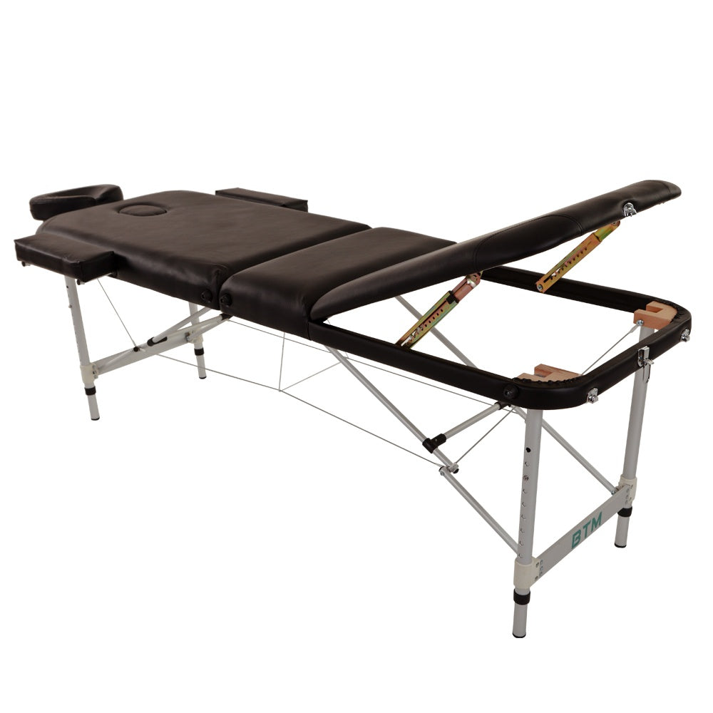 Portable Aluminium Massage Table with Lifting Backrest and Carrying Bag - Black Titbit
