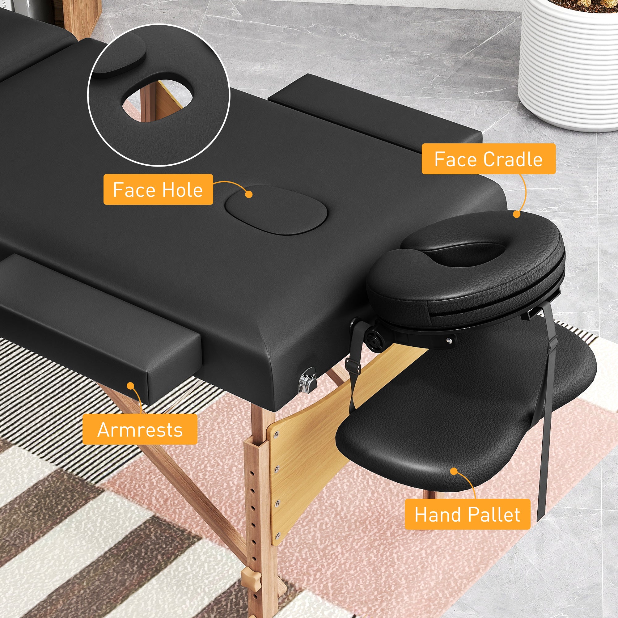 Portable Folding Massage Table - Black HOMCOM