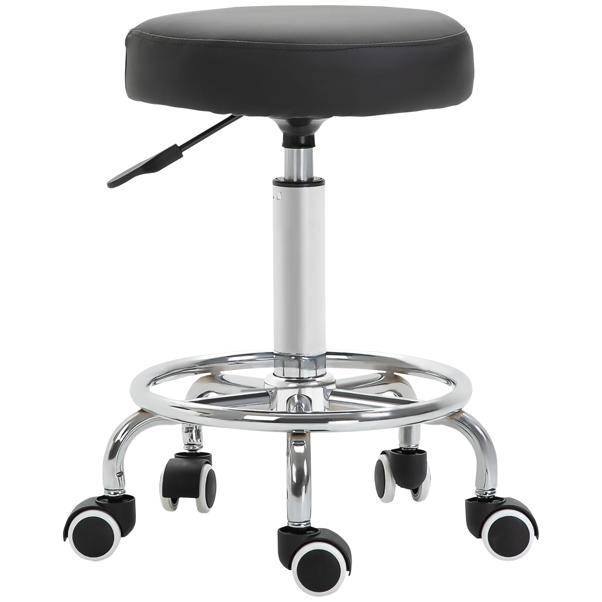 Round Rolling Stool for Salon, Massage, Spa, Home - Black Vinsetto