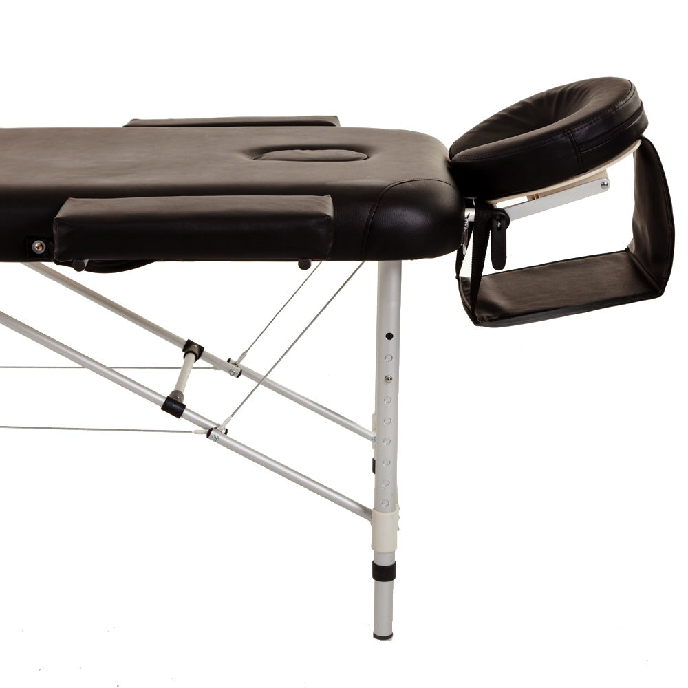 Portable Aluminium Massage Table with Lifting Backrest and Carrying Bag - Black Titbit