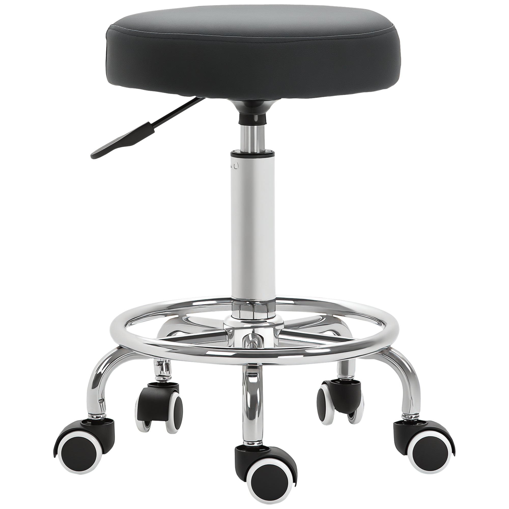 Round Rolling Stool for Salon, Massage, Spa, Home - Black Vinsetto