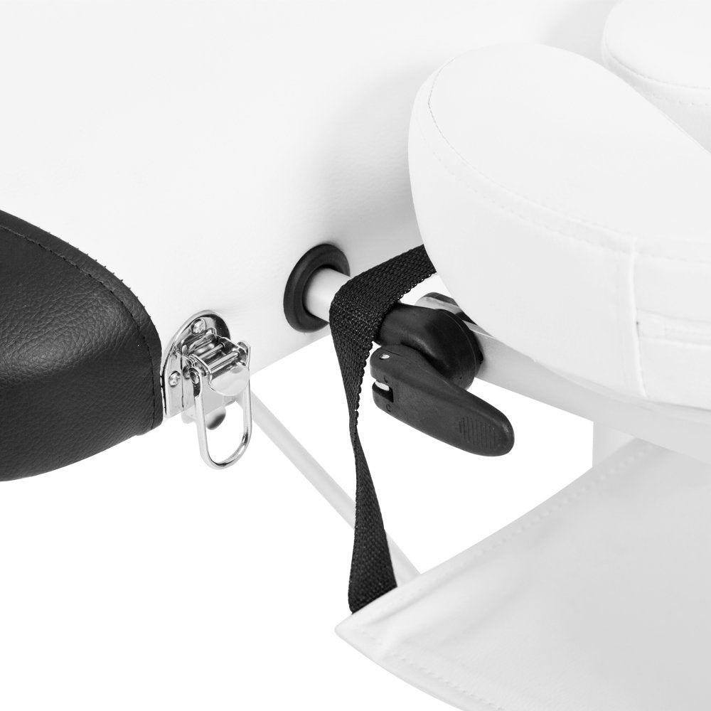 Portable Aluminium Massage Table with Lifting Backrest and Carrying Bag - White Titbit