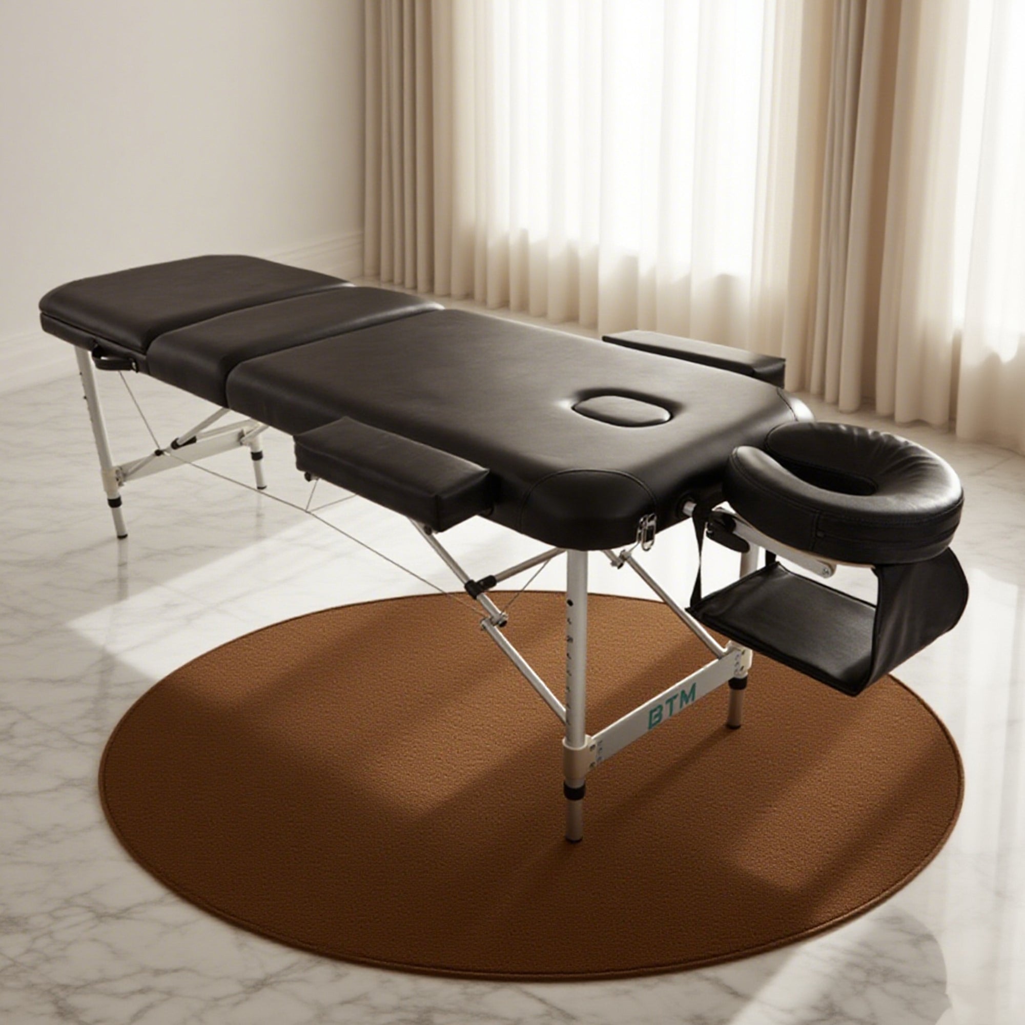 Portable Aluminium Massage Table with Lifting Backrest and Carrying Bag - Black Titbit