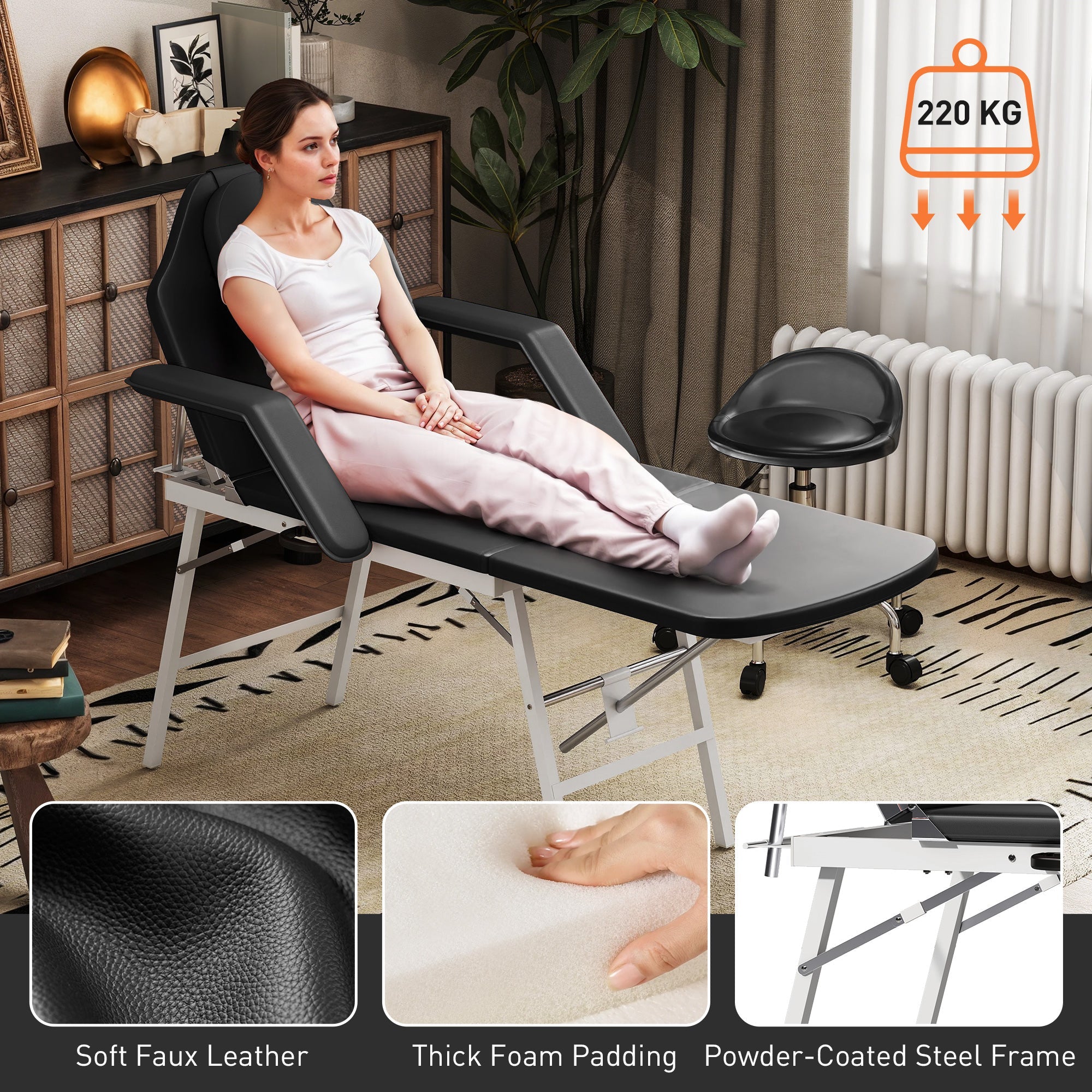 Portable Massage Table or Beauty Chair - Black HOMCOM