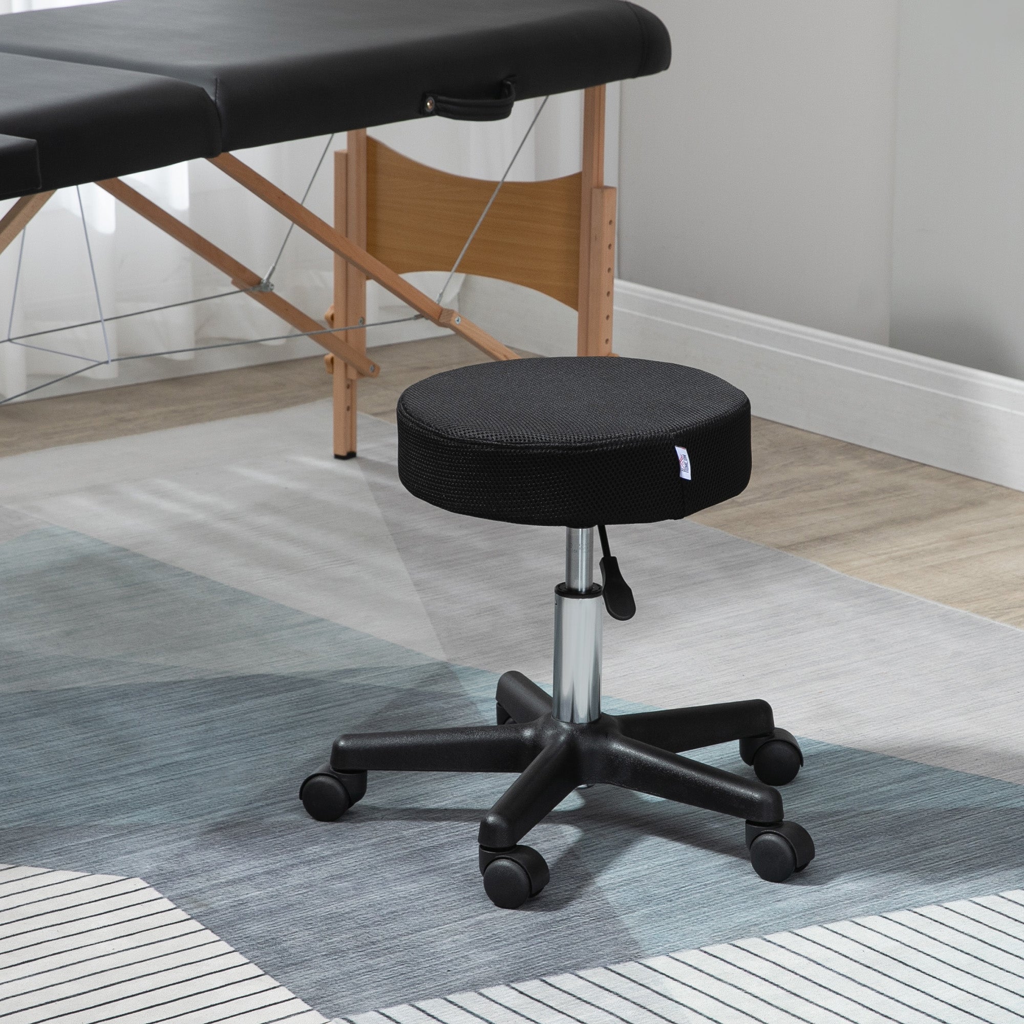 Hydraulic Swivel Salon Spa Stool with 3 Changeable Seat Covers - Black / Red / Mesh HOMCOM