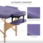 Folding Portable Massage Table / Bed with Wooden Frame - Purple HOMCOM