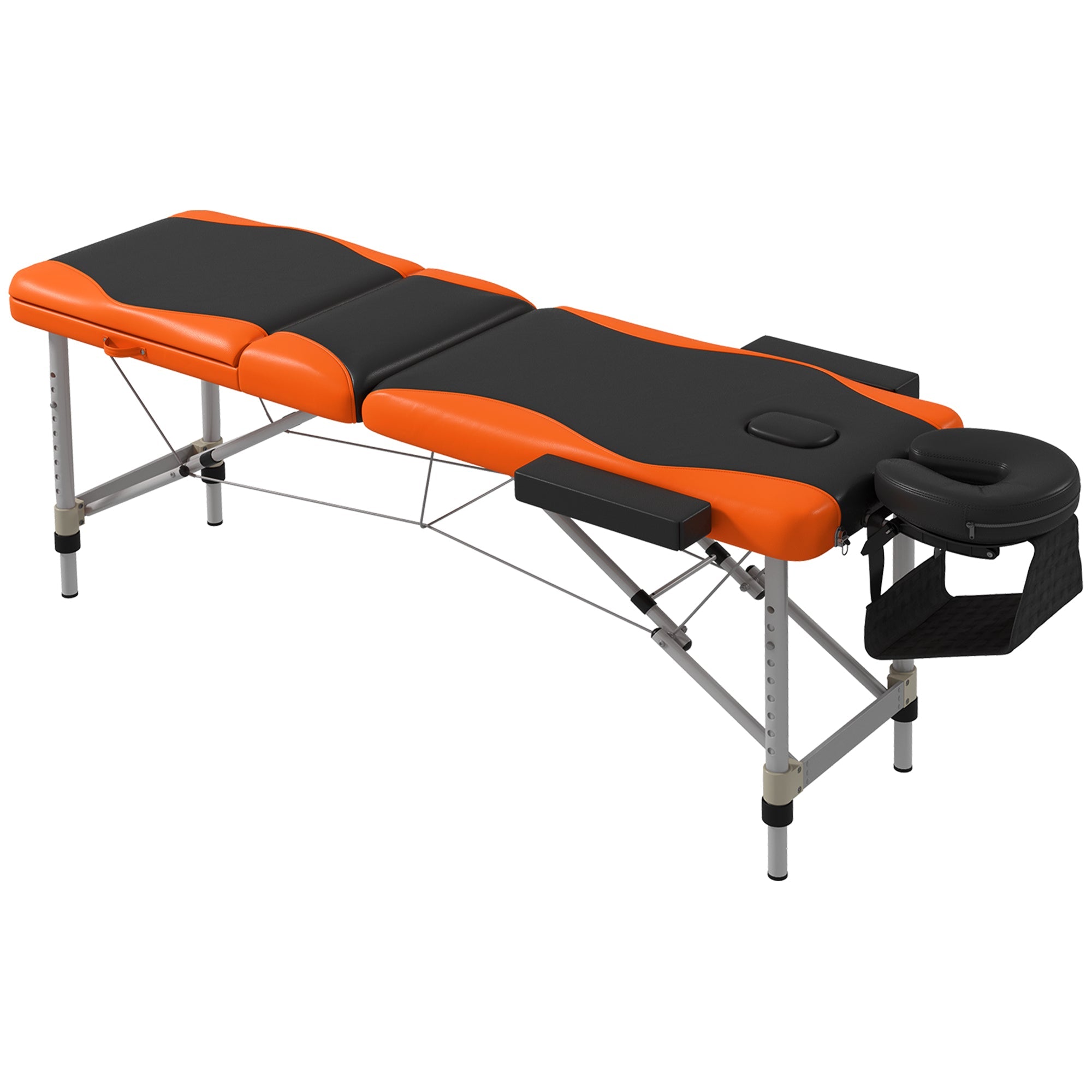 Foldable Portable Massage Table / Bed with Lifting Backrest -  Black and Orange HOMCOM