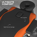 Foldable Portable Massage Table / Bed with Lifting Backrest -  Black and Orange HOMCOM