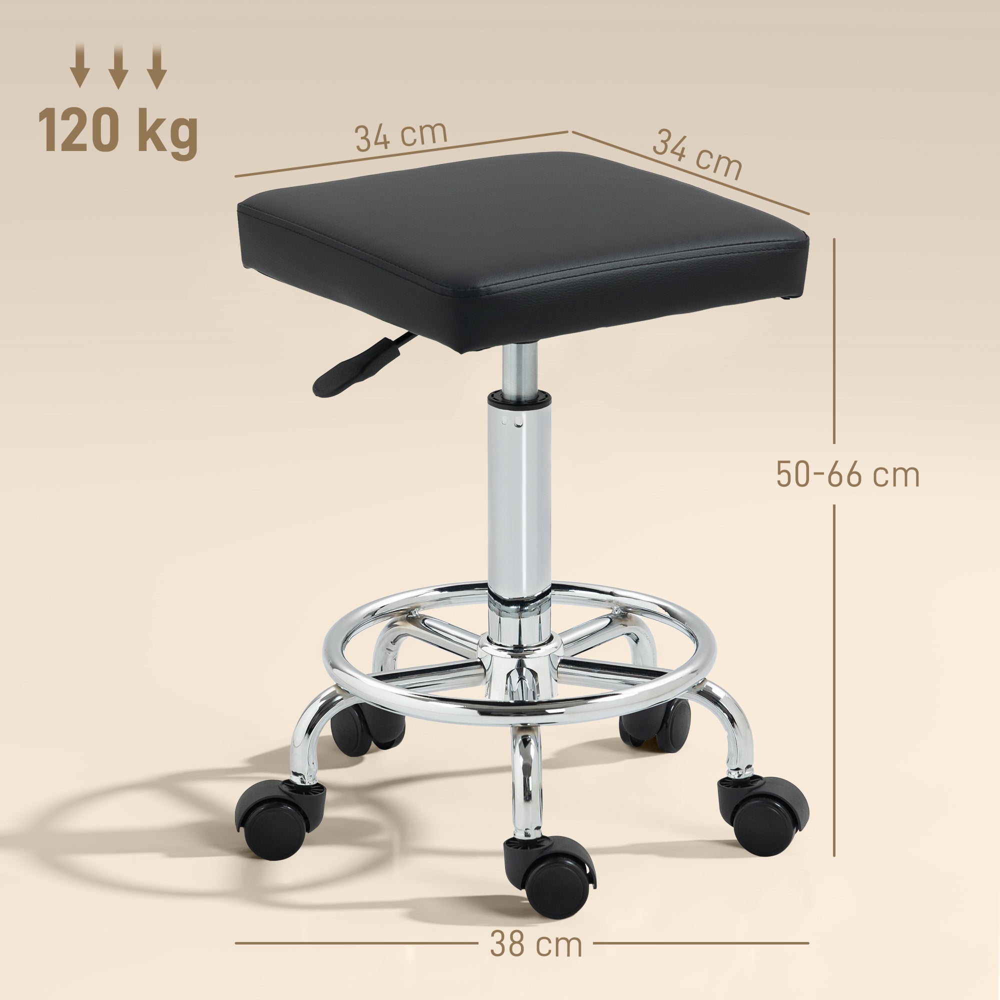 Padded Salon Stool - Black HOMCOM